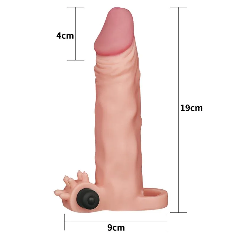 Manga Peniana com Vibração Add 2 Pleasure X-Tender Lovetoy Natural 18,5 cm — vista 5 de 6
