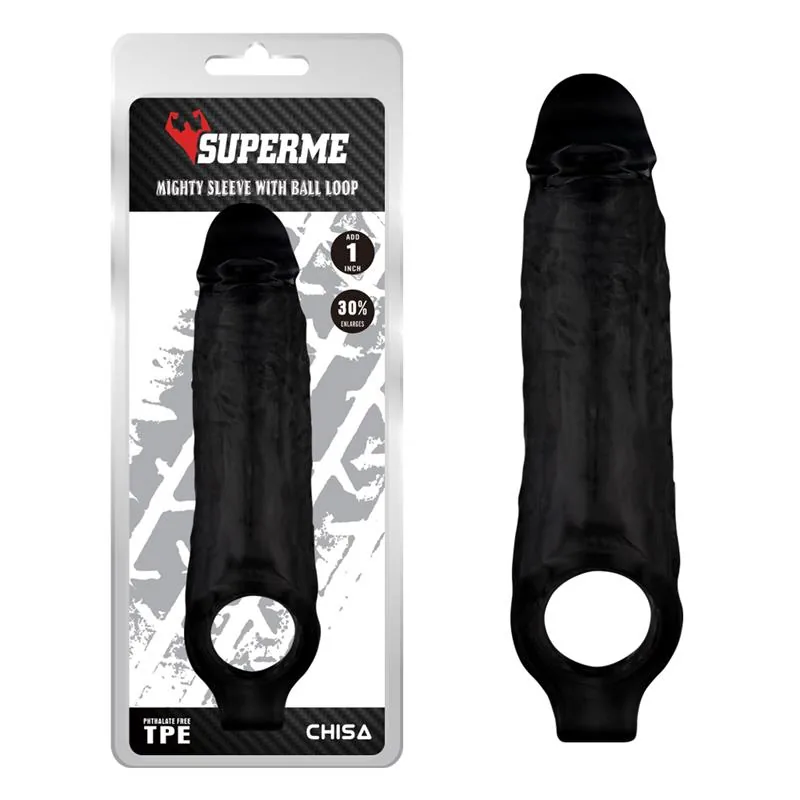 Manga Peniana Mighty com Apoio para os Testículos Chisa 22 cm Preta — vista 2 de 2