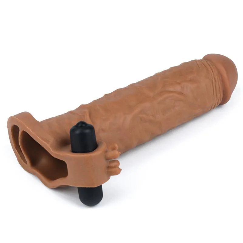 Manga Peniana Pleasure X-Tender Lovetoy Castanho 19 cm — vista 2 de 6