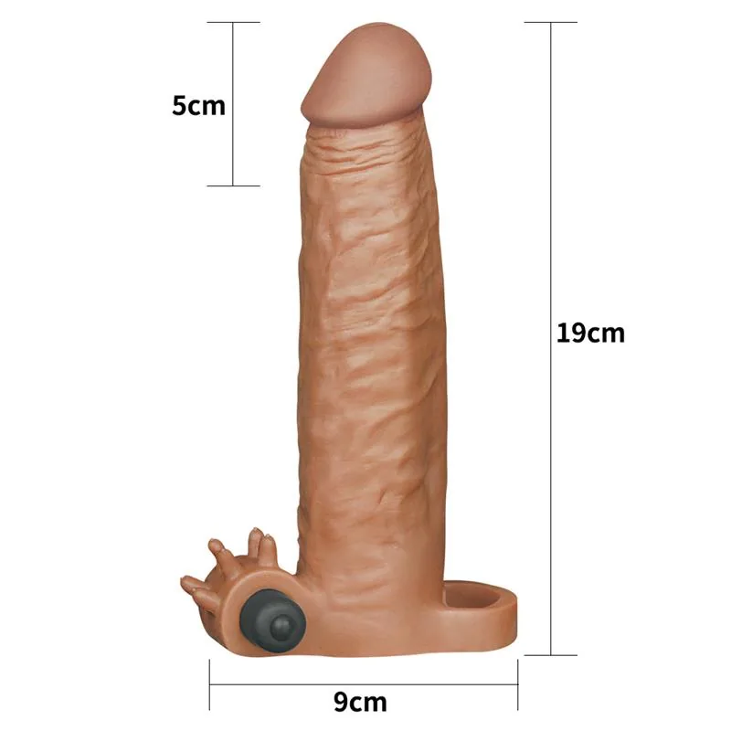 Manga Peniana Pleasure X-Tender Lovetoy Castanho 19 cm — vista 5 de 6