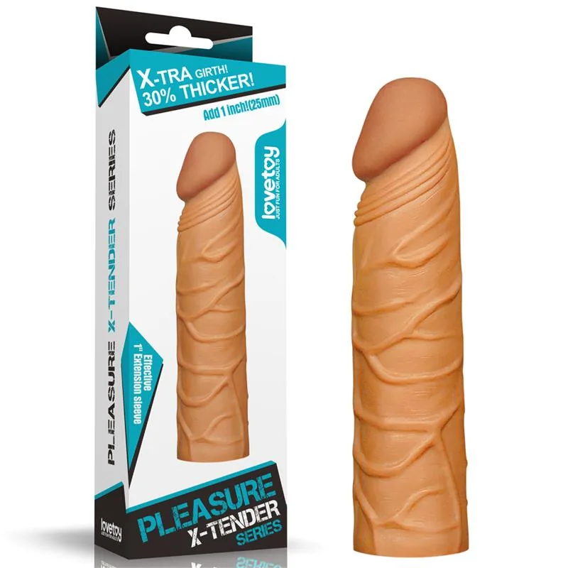 Manga Peniana Pleasure X Tender LV1051 Lovetoy 17 cm Castanha — vista 6 de 6