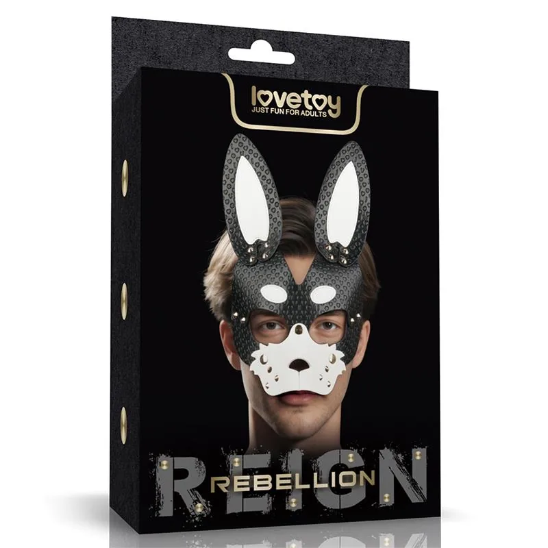 Máscara de Coelho Rebellion Reign Lovetoy Preta e Branca