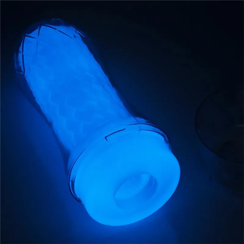Masturbador Lumino com Luz Lovetoy Azul 17 cm — vista 2 de 3