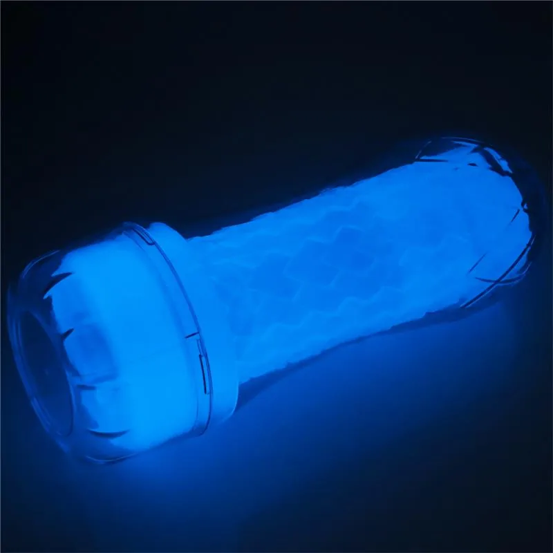 Masturbador Lumino com Luz Lovetoy Azul 17 cm — vista 3 de 3