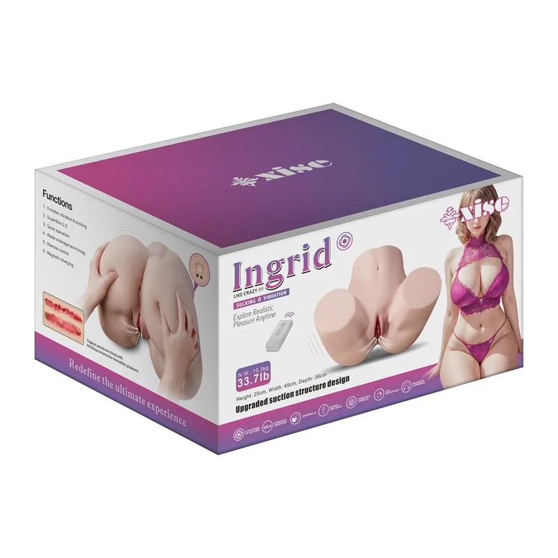 Masturbador Torso Ingrid com Vibração e Sucção Xise 15,3 kg — vista 2 de 3
