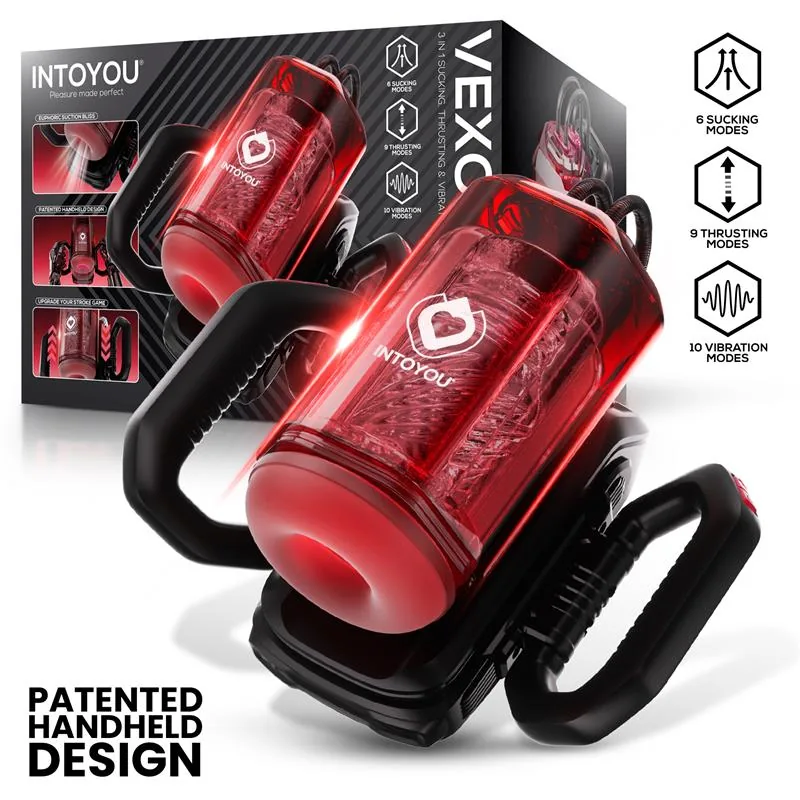 Masturbador Masculino Vexor 3 em 1 Sucção Vaivém e Vibração Intoyou