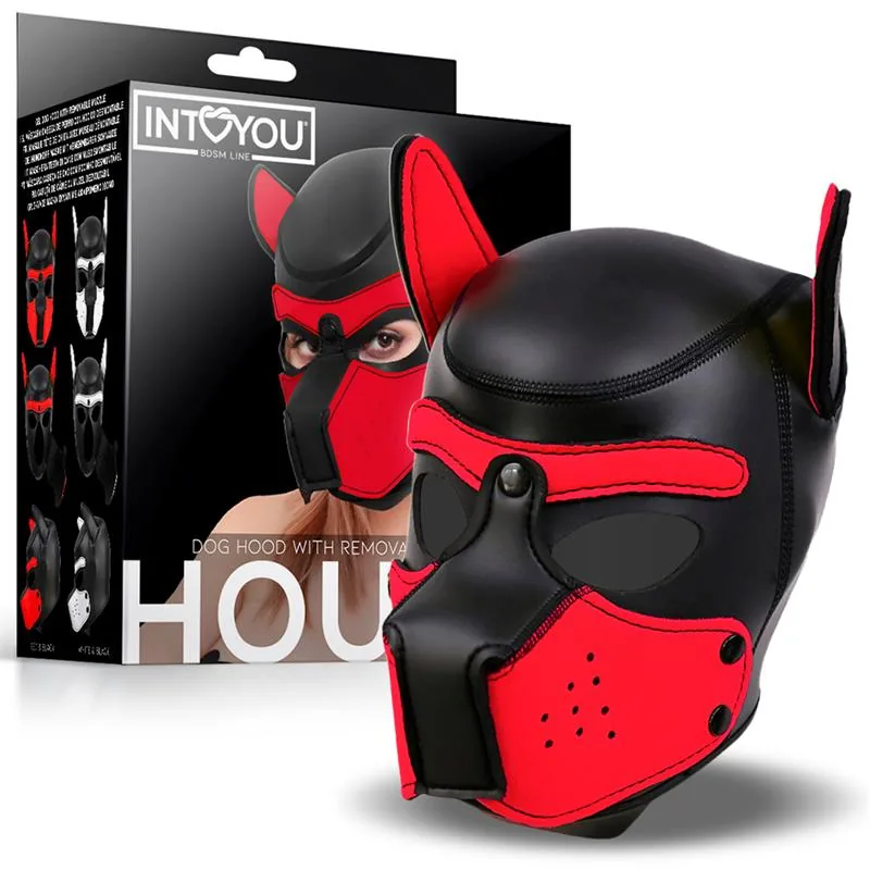 Máscara de Cão Hound Intoyou Neoprene Preta e Vermelha