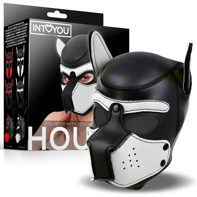 Máscara de Cão Hound Neopreno Intoyou Preta e Branca