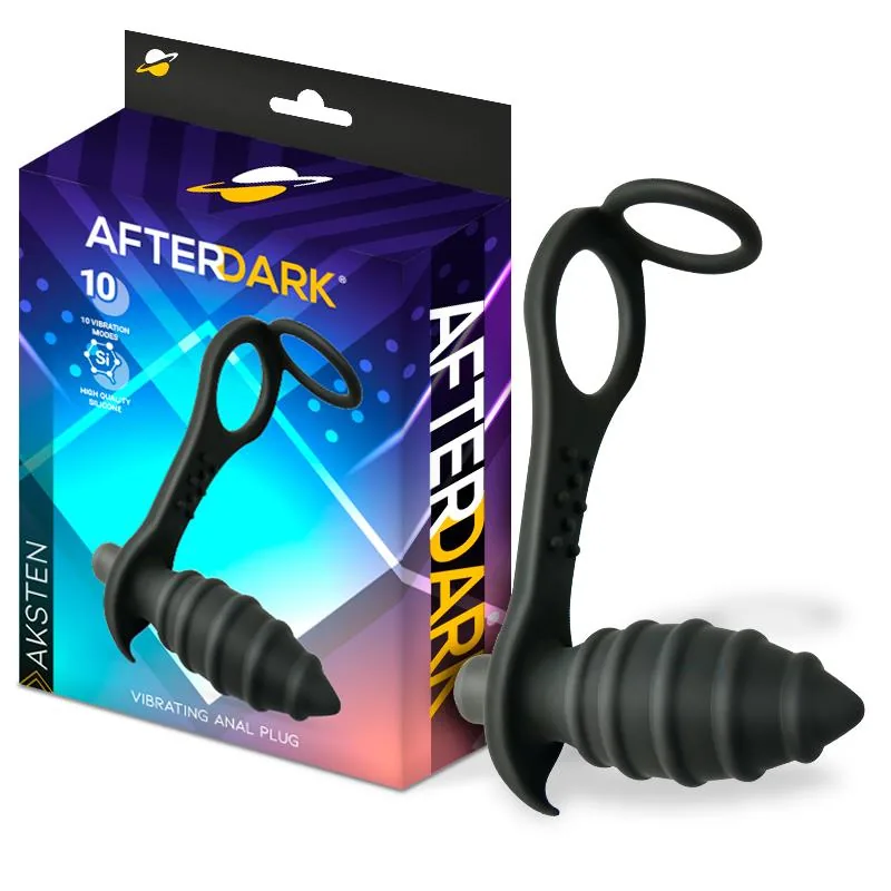 Plug Anal Aksten com Vibração e Anel para Testículos Afterdark