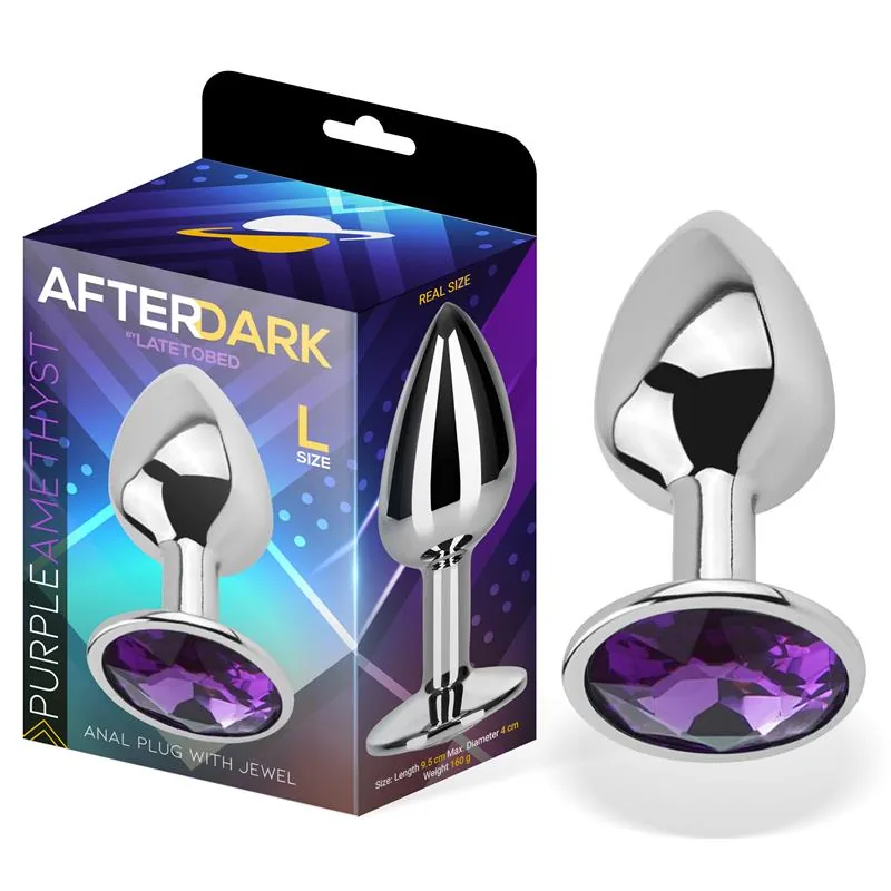 Plug Anal de Alumínio com Joia Roxo-Ametista Afterdark Tamanho L
