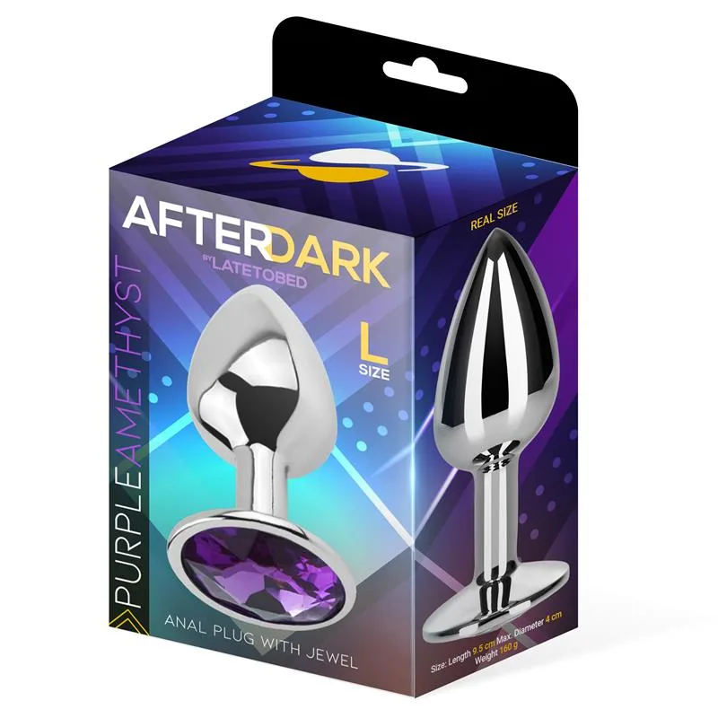 Plug Anal de Alumínio com Joia Roxo-Ametista Afterdark Tamanho L — vista 2 de 3