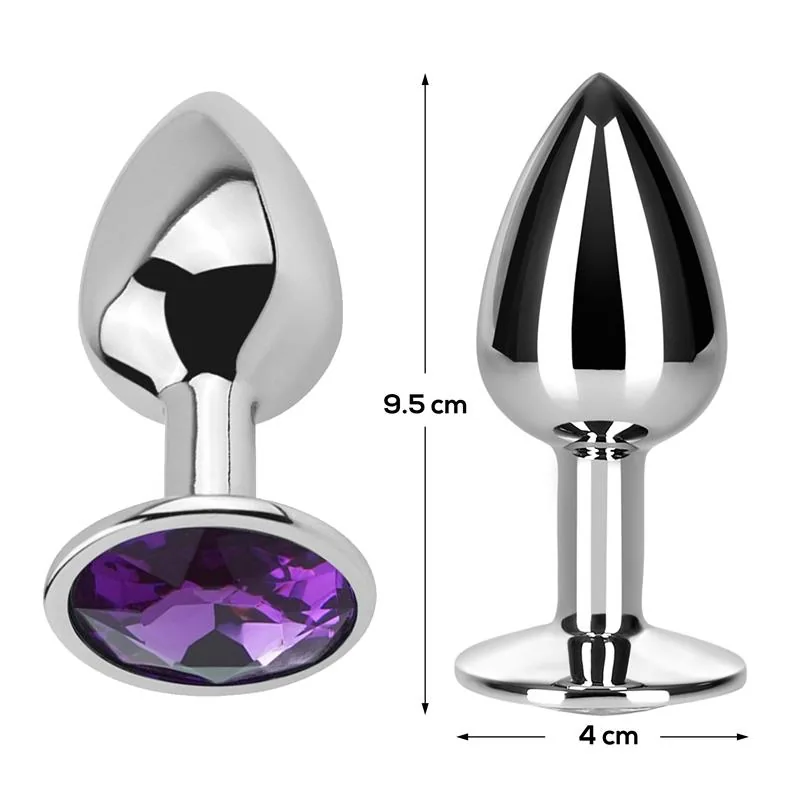 Plug Anal de Alumínio com Joia Roxo-Ametista Afterdark Tamanho L — vista 3 de 3