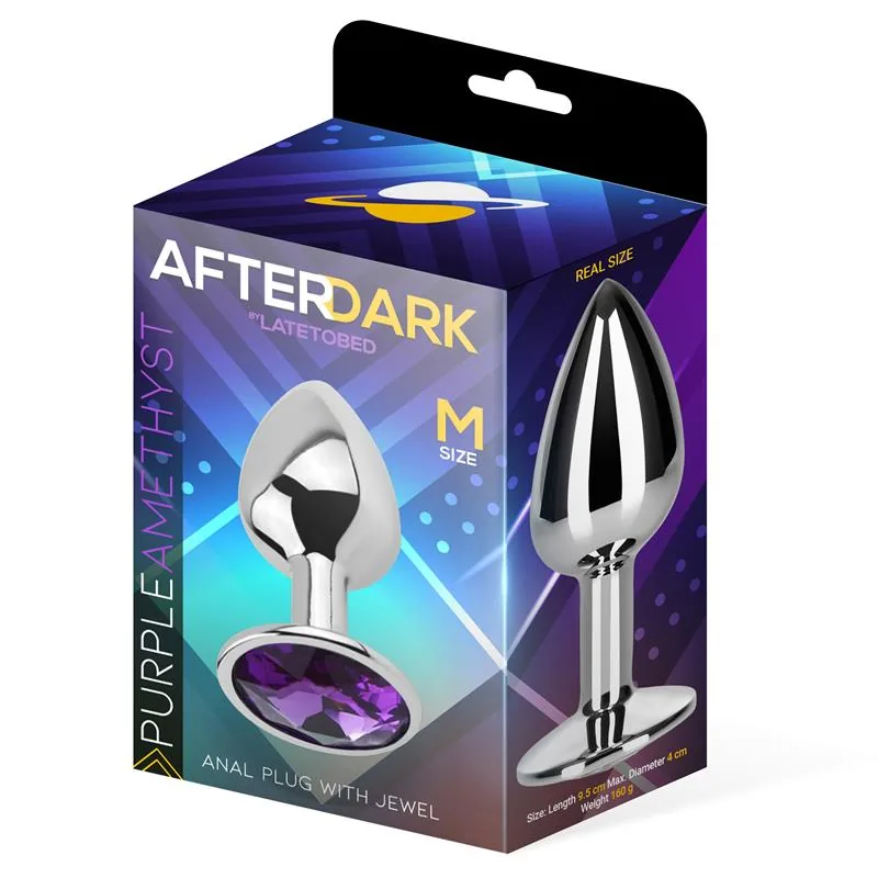 Plug Anal de Alumínio com Joia Roxo-Ametista Afterdark Tamanho M — vista 2 de 3