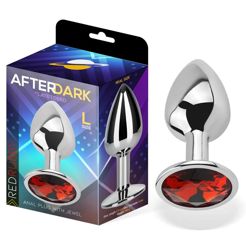 Plug Anal de Alumínio com Joia Vermelho-Rubi Afterdark Tamanho L