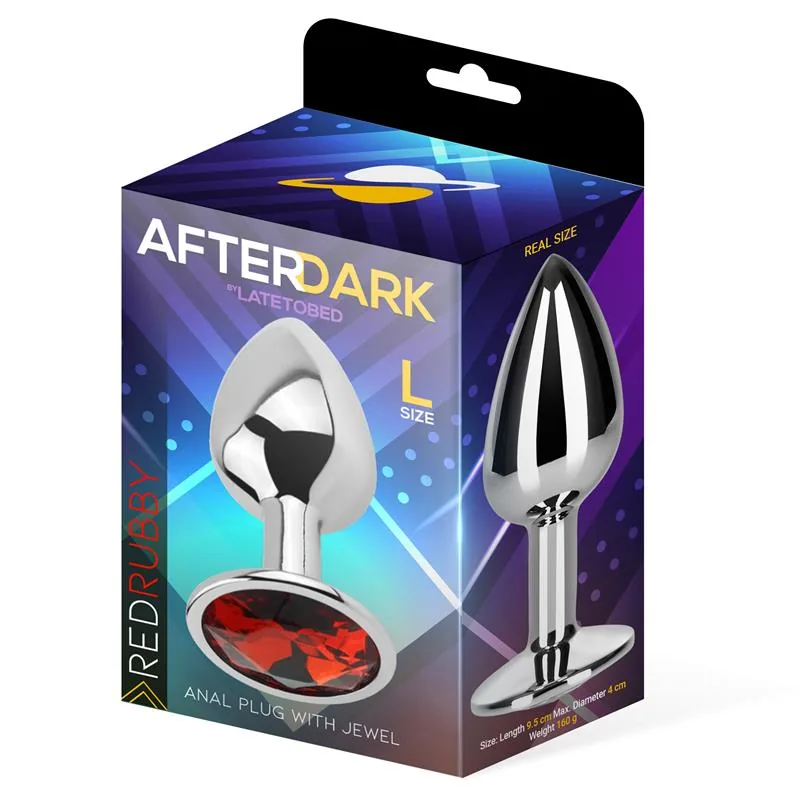 Plug Anal de Alumínio com Joia Vermelho-Rubi Afterdark Tamanho L — vista 2 de 3