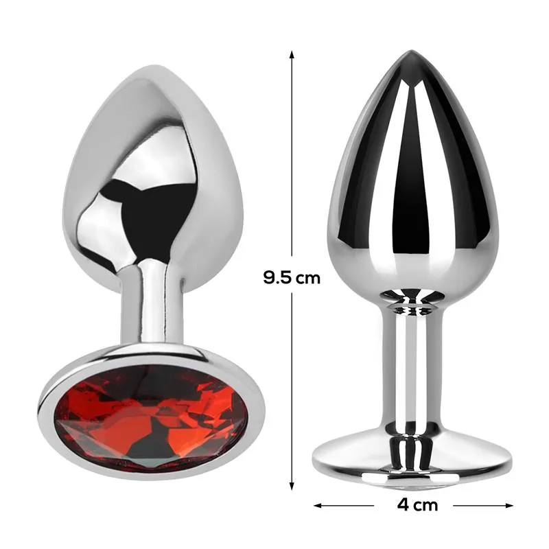Plug Anal de Alumínio com Joia Vermelho-Rubi Afterdark Tamanho L — vista 3 de 3