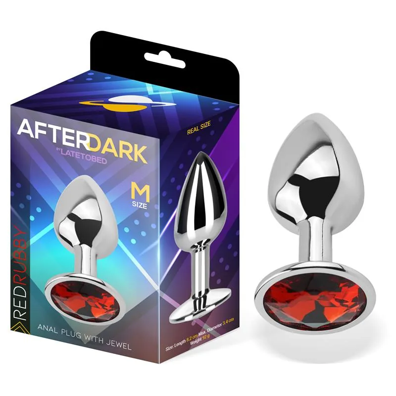 Plug Anal de Alumínio com Joia Vermelho-Rubi Afterdark Tamanho M