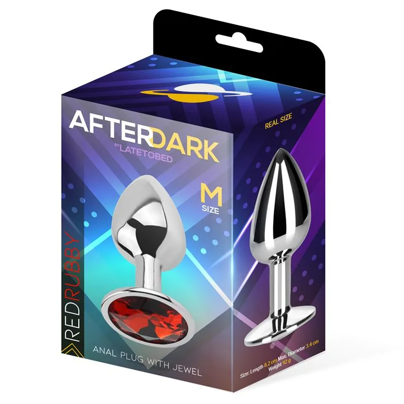 Plug Anal de Alumínio com Joia Vermelho-Rubi Afterdark Tamanho M — vista 2 de 3