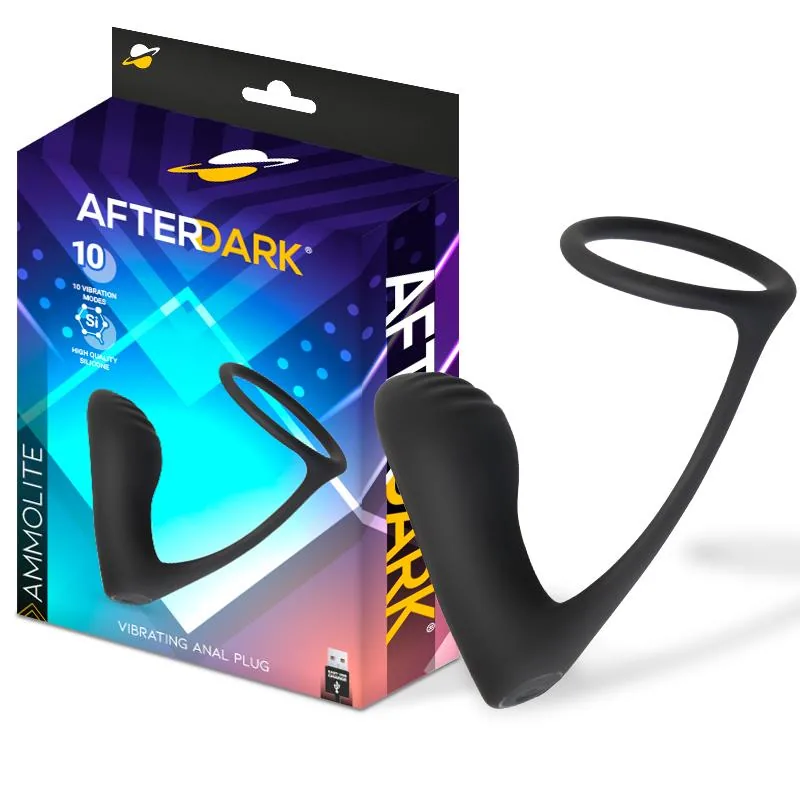 Plug Anal Ammolite com Vibração e Anel para Testículos Afterdark
