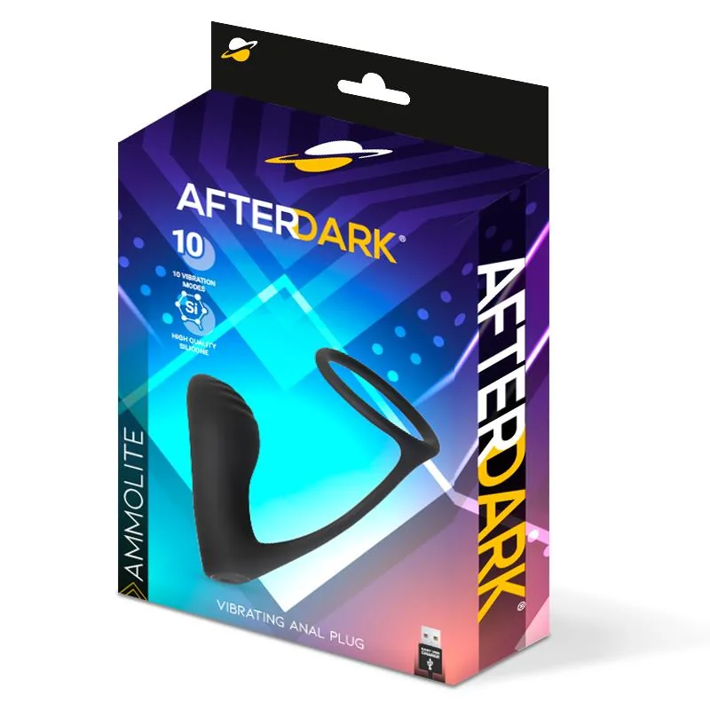 Plug Anal Ammolite com Vibração e Anel para Testículos Afterdark — vista 4 de 4