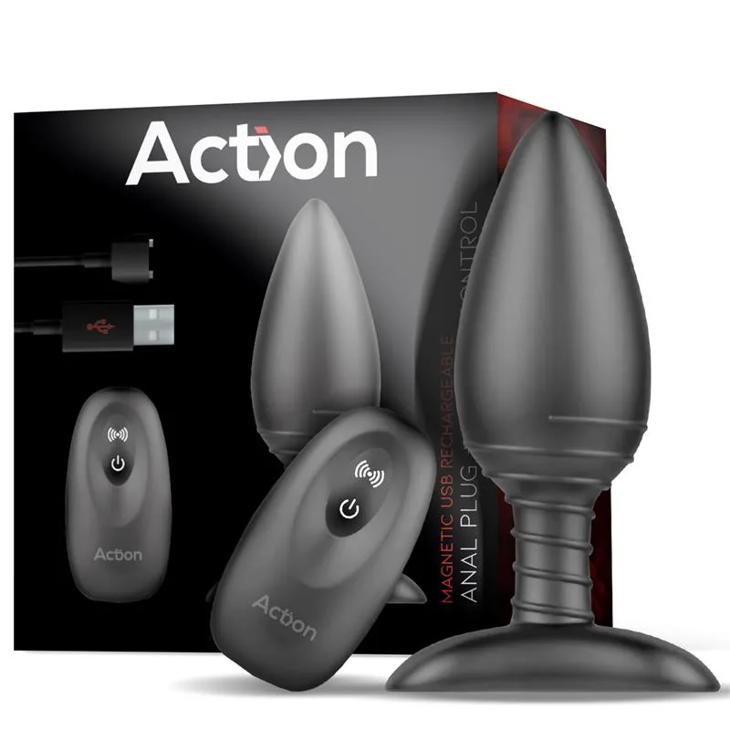 Plug Anal Asher com Comando à Distância Preto Action