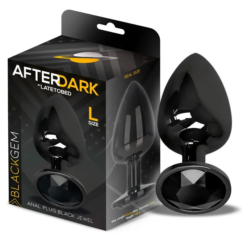Plug Anal Blackgem Metálico com Joia Afterdark Tamanho L Preto