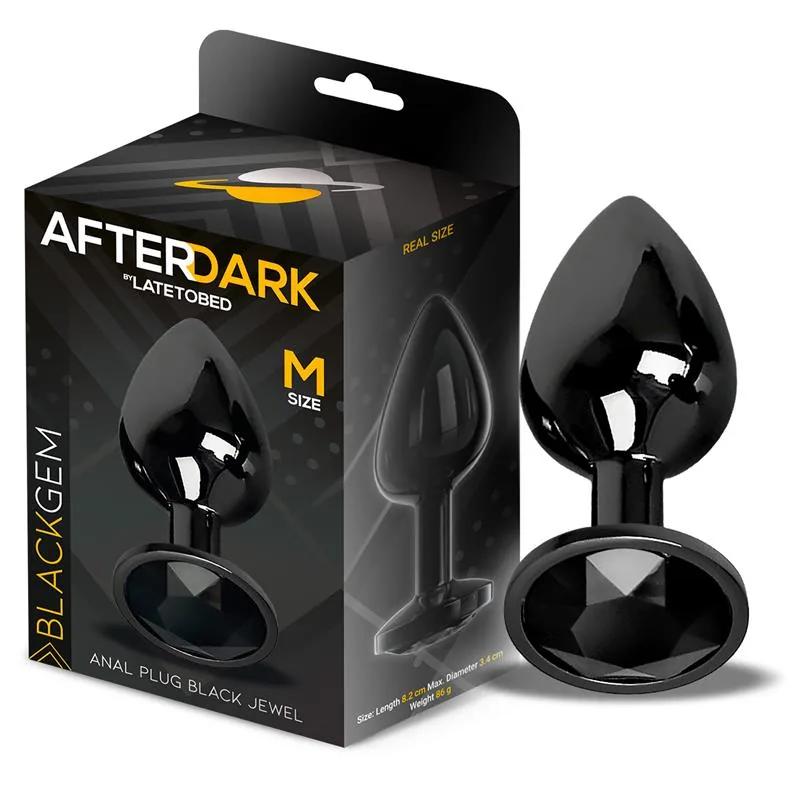 Plug Anal Blackgem Metálico com Joia Afterdark Tamanho M Preto