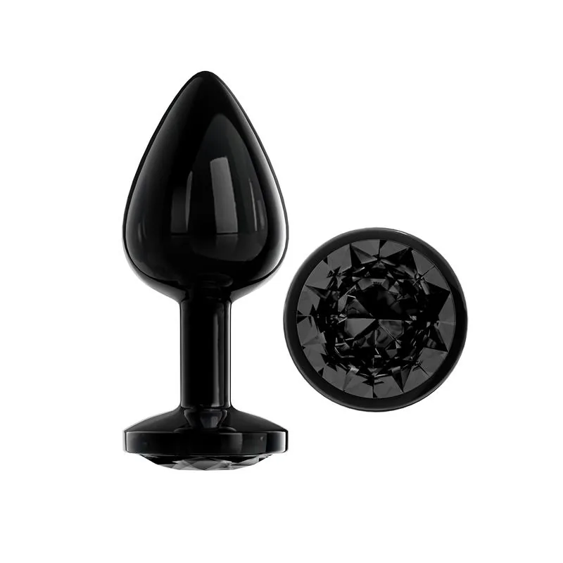 Plug Anal Blackgem Metálico com Joia Afterdark Tamanho M Preto — vista 2 de 5