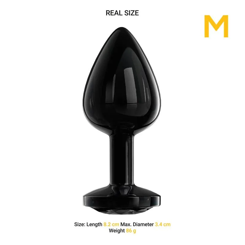 Plug Anal Blackgem Metálico com Joia Afterdark Tamanho M Preto — vista 4 de 5