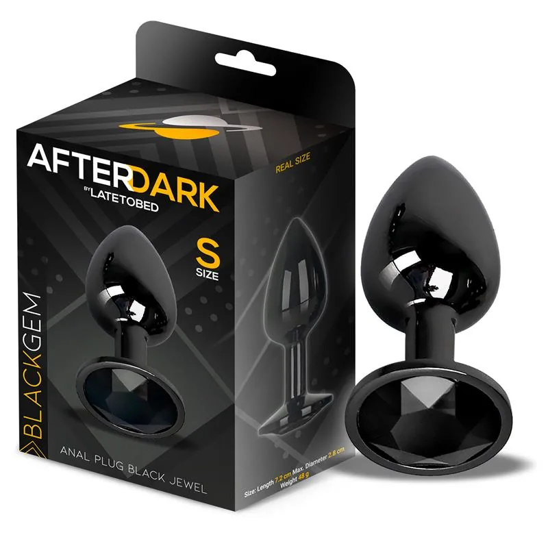 Plug Anal Blackgem Metálico com Joia Afterdark Tamanho S Preto