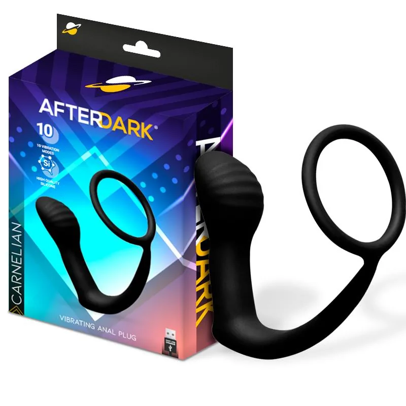 Plug Anal Carnelian com Vibração e Anel para o Pénis Afterdark