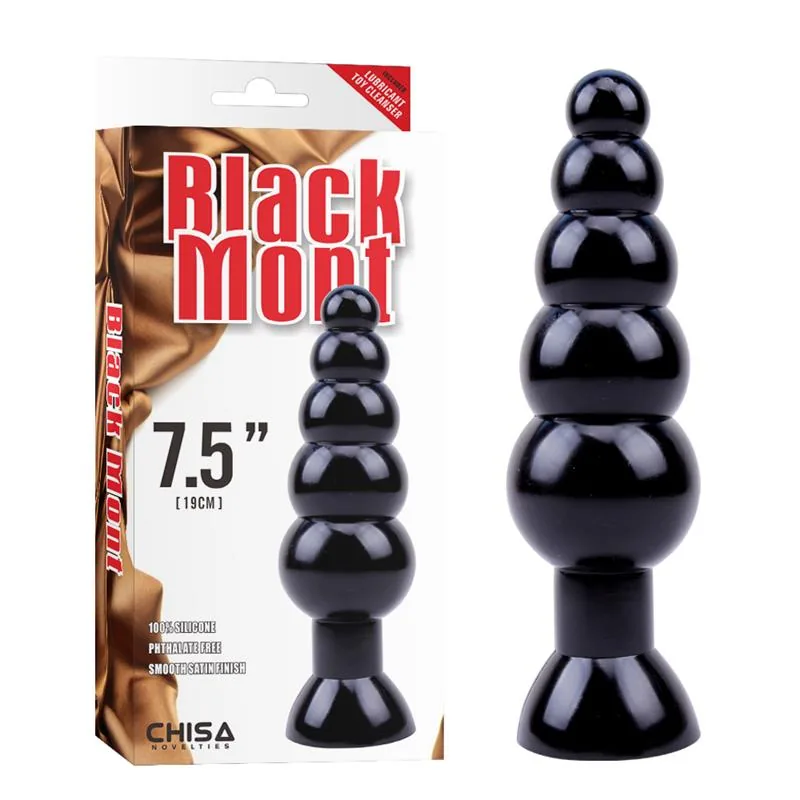 Plug Anal de Cinco Esferas Crescentes Preto