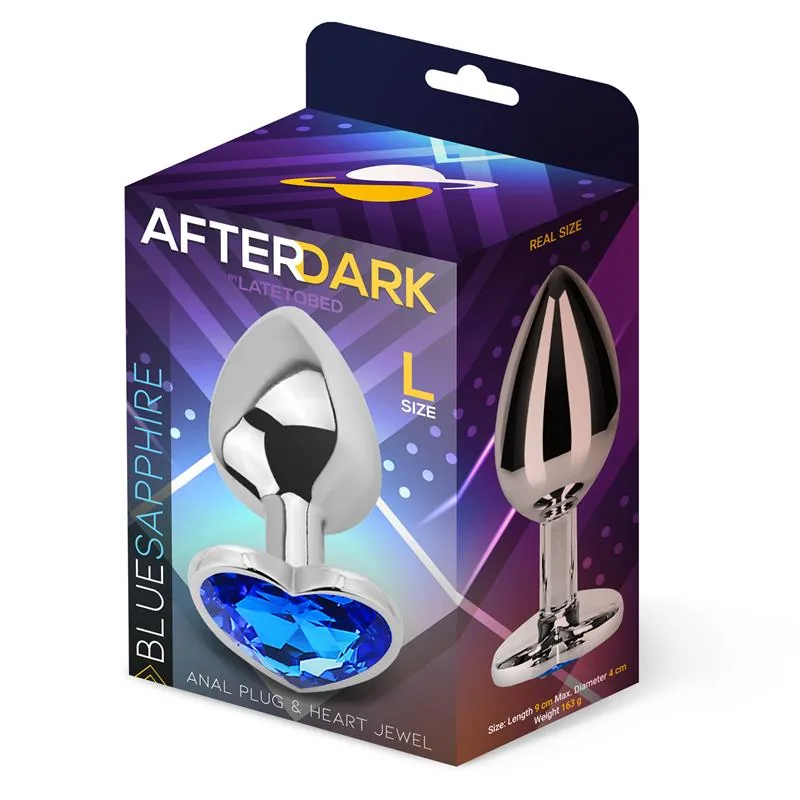 Plug Anal com Joia de Coração Afterdark Azul Safira Tamanho L — vista 2 de 6
