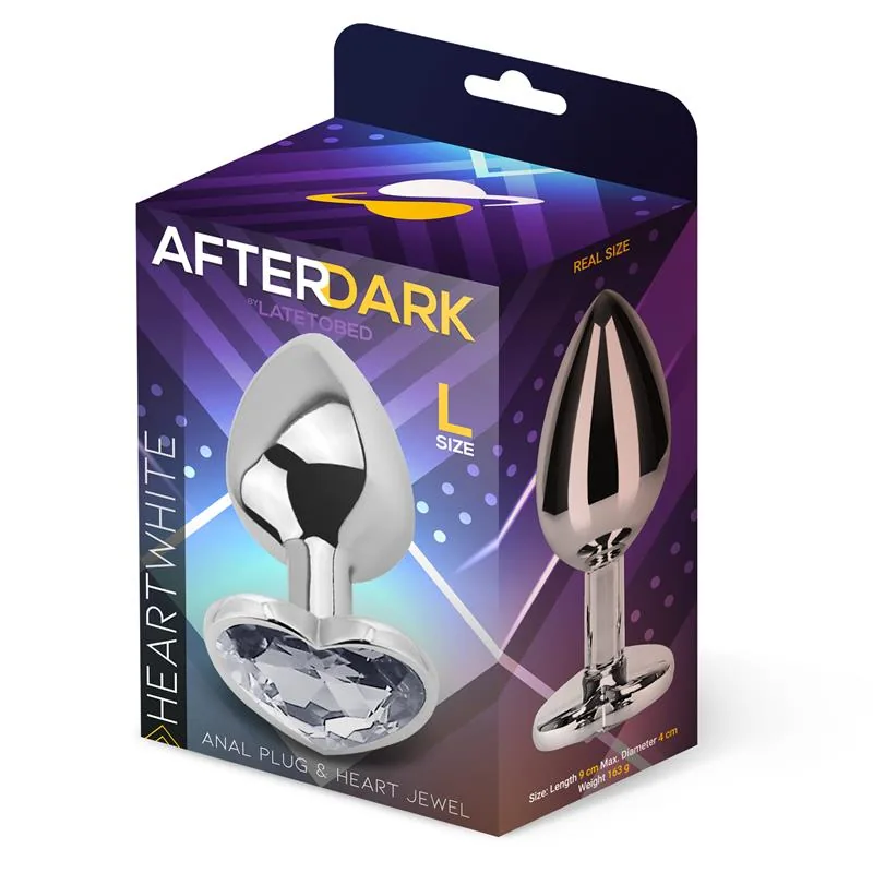 Plug Anal com Joia de Coração Afterdark Branco Tamanho L — vista 2 de 7
