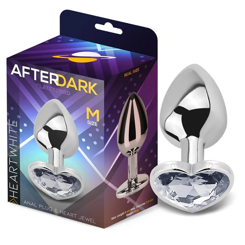 Plug Anal com Joia de Coração Afterdark Branco Tamanho M