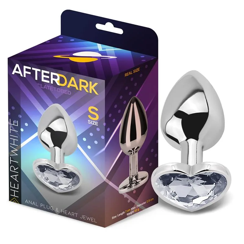 Plug Anal com Joia de Coração Afterdark Branco Tamanho S