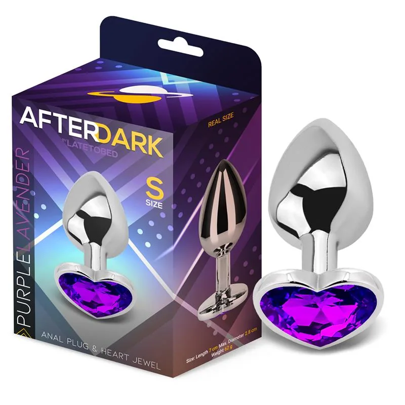 Plug Anal com Joia de Coração Afterdark Roxo Lavanda Tamanho S