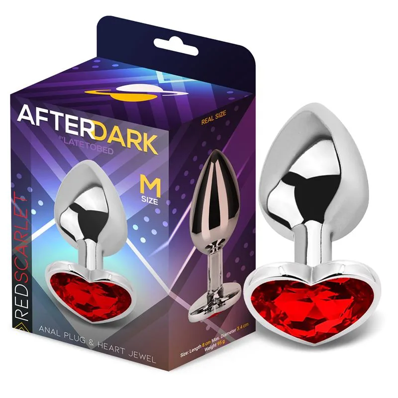 Plug Anal com Joia de Coração Afterdark Vermelho Escarlate Tamanho M