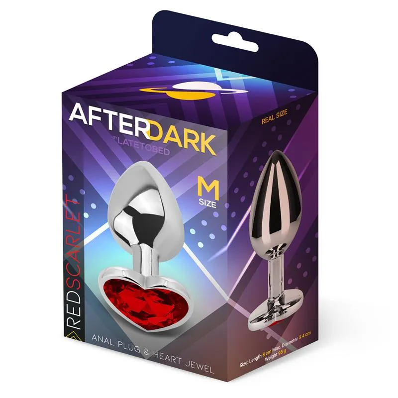 Plug Anal com Joia de Coração Afterdark Vermelho Escarlate Tamanho M — vista 2 de 6
