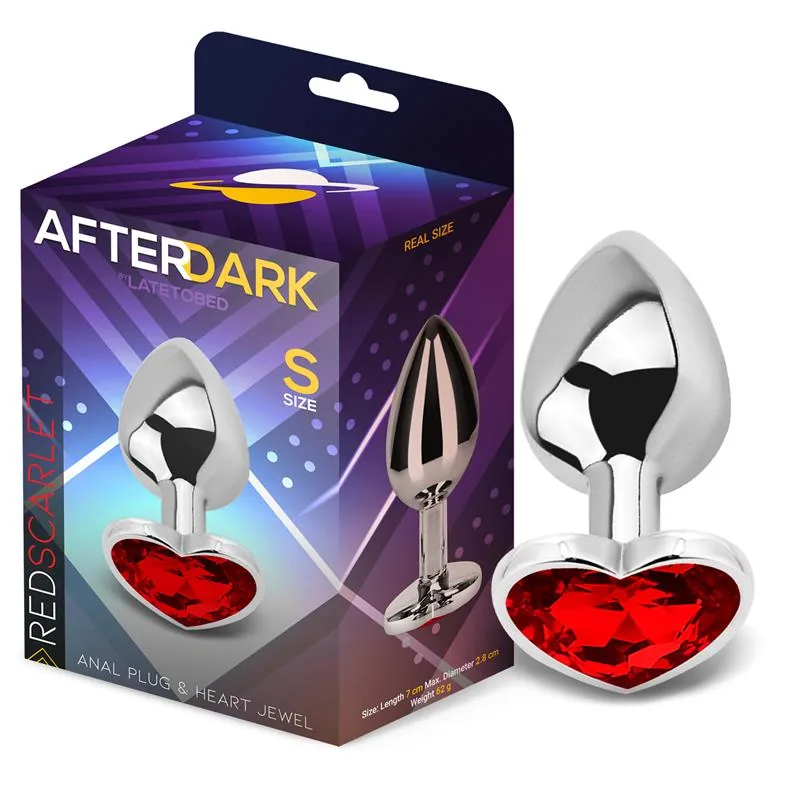 Plug Anal com Joia de Coração Afterdark Vermelho Escarlate Tamanho S
