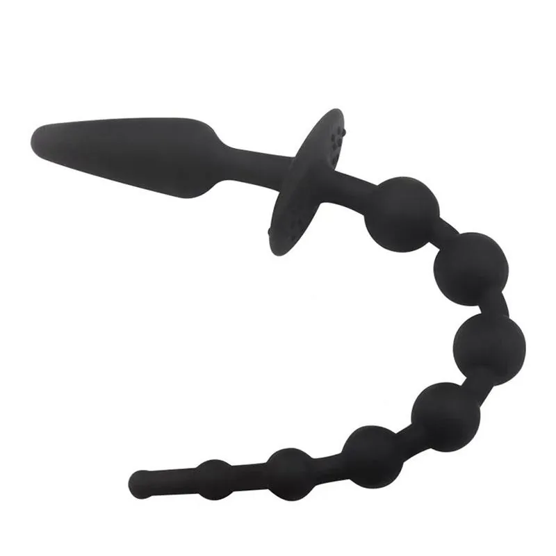 Plug Anal com Corrente Anal em Silicone A-Gusto Preto