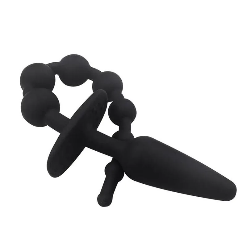 Plug Anal com Corrente Anal em Silicone A-Gusto Preto — vista 2 de 7