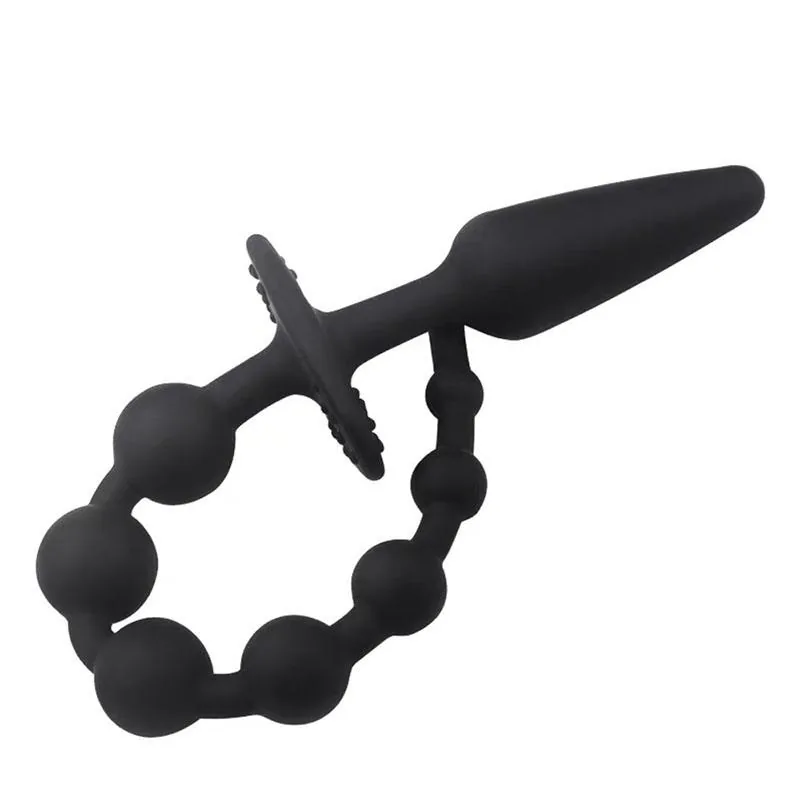 Plug Anal com Corrente Anal em Silicone A-Gusto Preto — vista 3 de 7