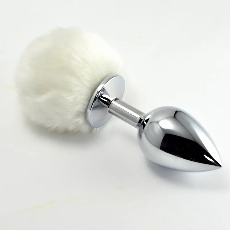 Plug Anal de Metal com Pompom Branco Lovetoy Tamanho S