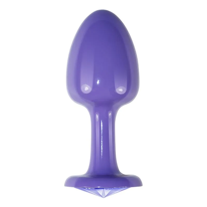 Plug Anal de Metal Roxo Rosebud com Joia Azul — vista 2 de 3