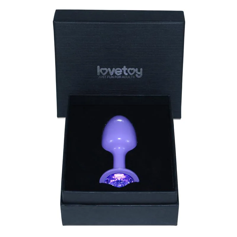 Plug Anal de Metal Roxo Rosebud com Joia Azul — vista 3 de 3
