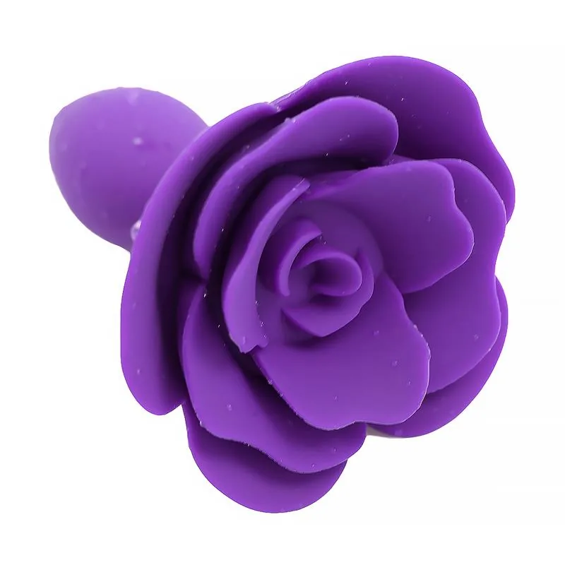 Plug Anal de Silicone com Rosa Roxa A-Gusto — vista 2 de 5