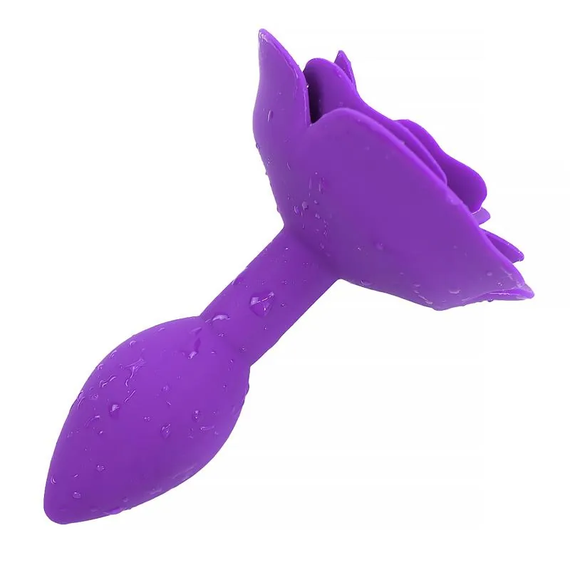Plug Anal de Silicone com Rosa Roxa A-Gusto — vista 3 de 5