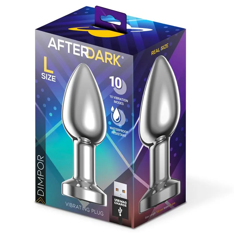 Plug Anal Dimpor Cromado com Vibração USB Magnético Afterdark Tamanho L — vista 12 de 12