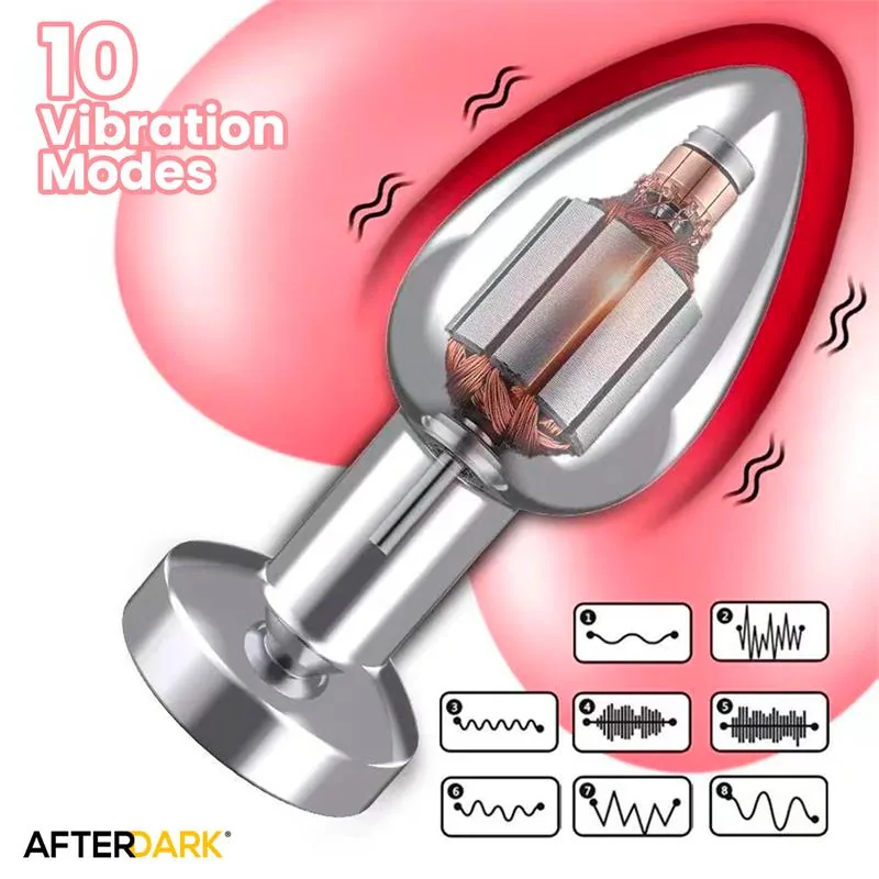 Plug Anal Dimpor Cromado com Vibração USB Magnético Afterdark Tamanho L — vista 6 de 12